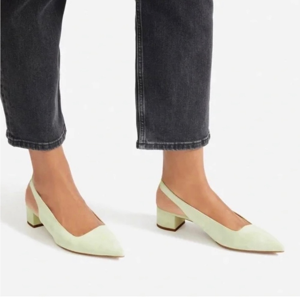 EVERLANE Editor Slingback Shoes 10 Spearmint Suede